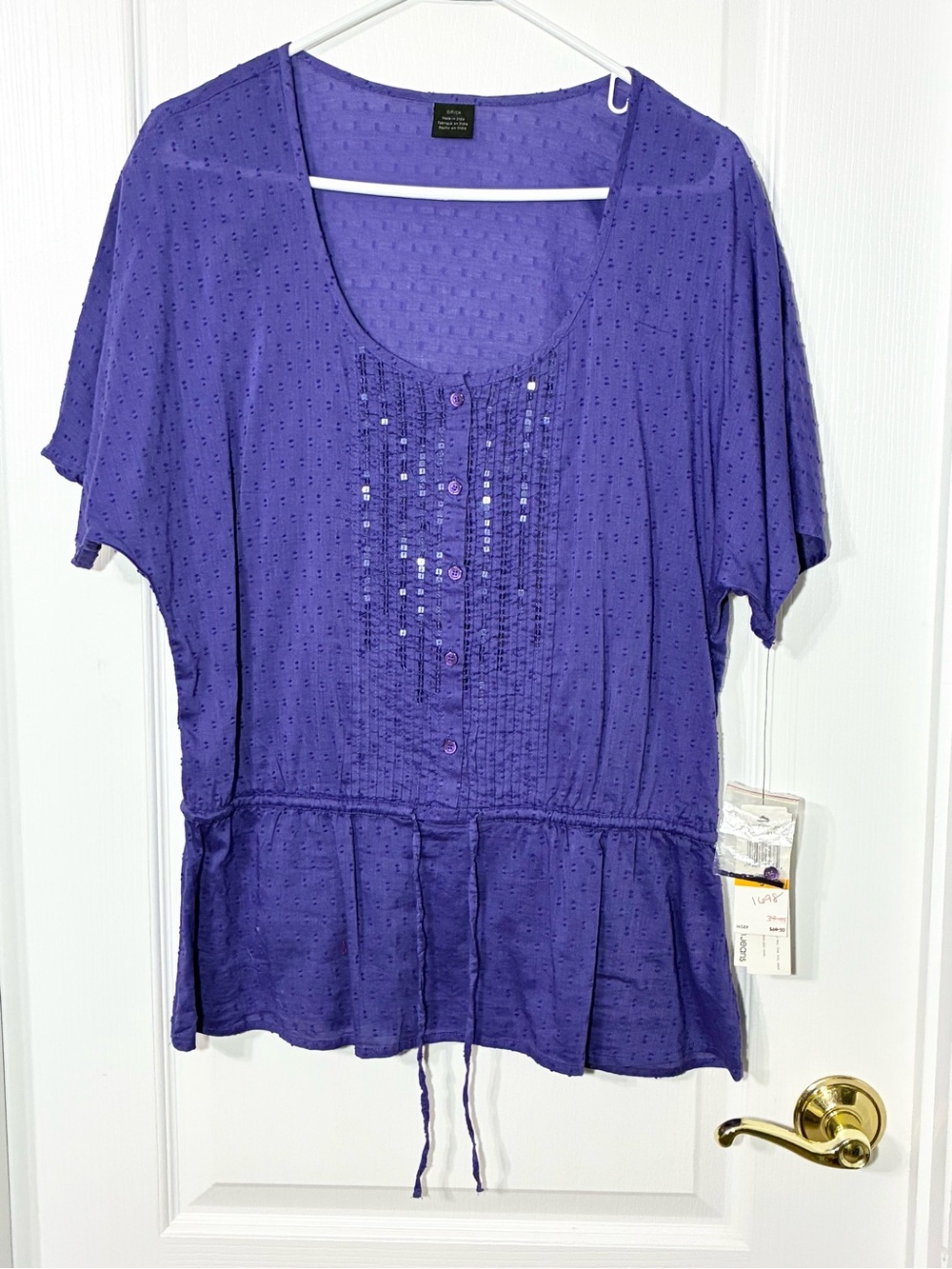 Y2K Calvin Klein Sequin Drawstring Tunic & Tank Top Set Purple Small